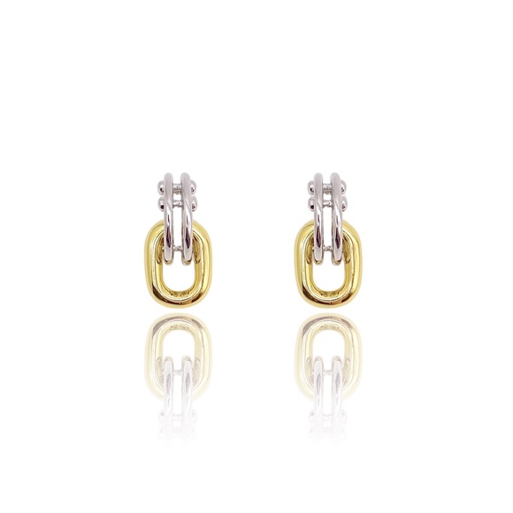 KIKICHIC Jewelry - KIKICHIC Two-Tone Modern Dangle Stud Earrings 14k Gold and Silver Plated